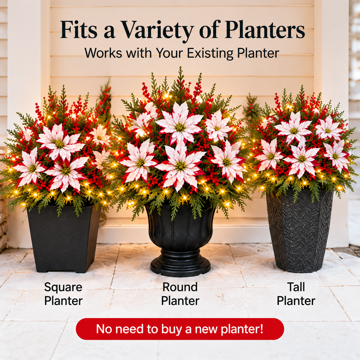 🔥LAST DAY 49% OFF -🌸Light-up Christmas Poinsettia Planter Liner