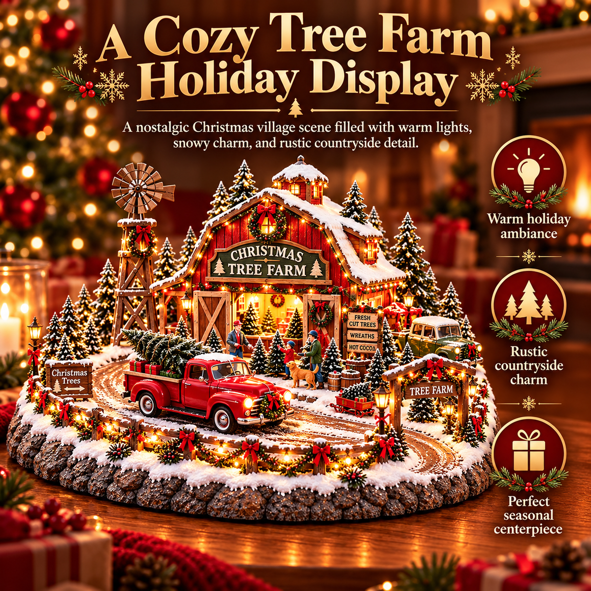 🔥Last Day 49% OFF🔥🚗🎄 Christmas Classic Gas Station Village™ – Lighted Vintage American Gas Station with Classic Cars