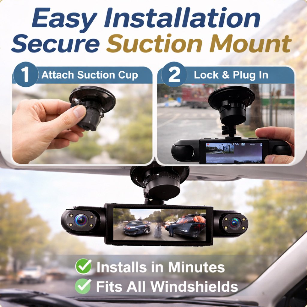 🚨[Best Seller] Stop Driving Blind! 4-Way Simultaneous Recording Dash Cam - 360° Full Coverage