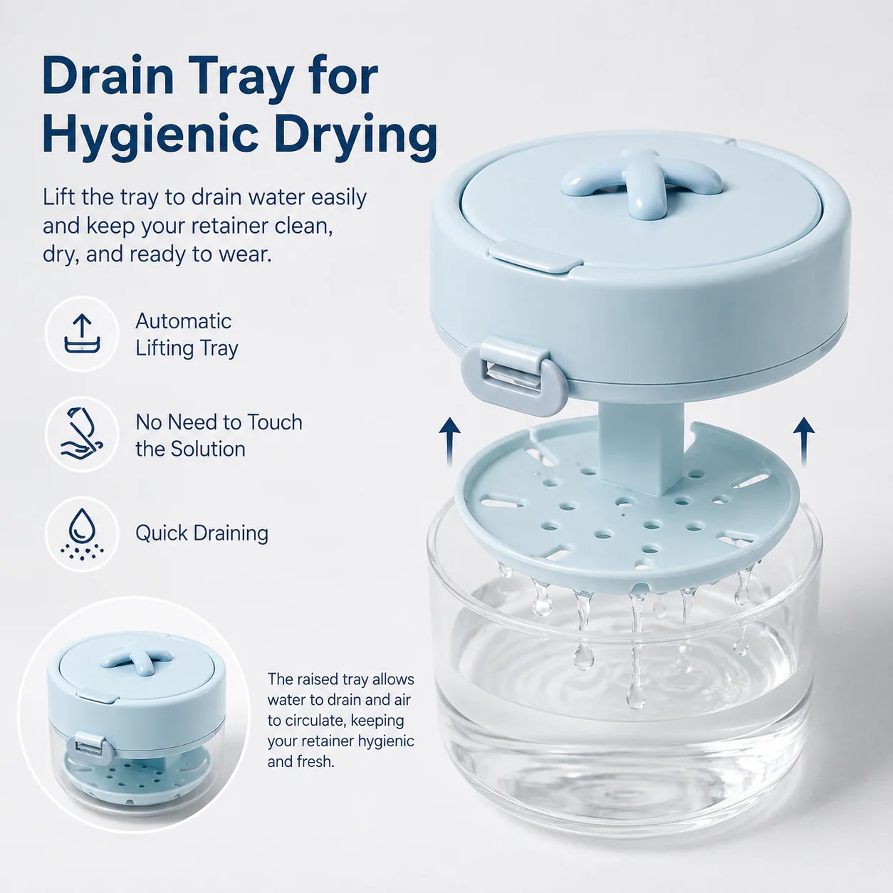 🎁Hot Sale Promotion 49% OFF🔥3-in-1 Leak-Proof Retainer Cleaning Case with Mirror, Drain Tray & Travel Storage