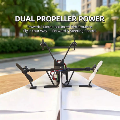 RC Powered Paper Airplane Kit Remote Control DIY Flying Toy with Gyro Stabilizer Dual Propellers