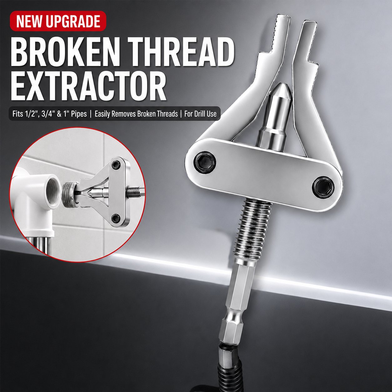 🛠️Broken Pipe Thread Extractor Tool—Fast Drill-Powered Broken Fitting Removal Tool