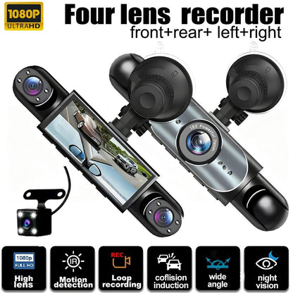 🚨[Best Seller] Stop Driving Blind! 4-Way Simultaneous Recording Dash Cam - 360° Full Coverage