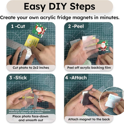 📸2" Clear Acrylic Photo Magnet DIY Kit | Make Your Own 3D Fridge Magnets (10 Pack)