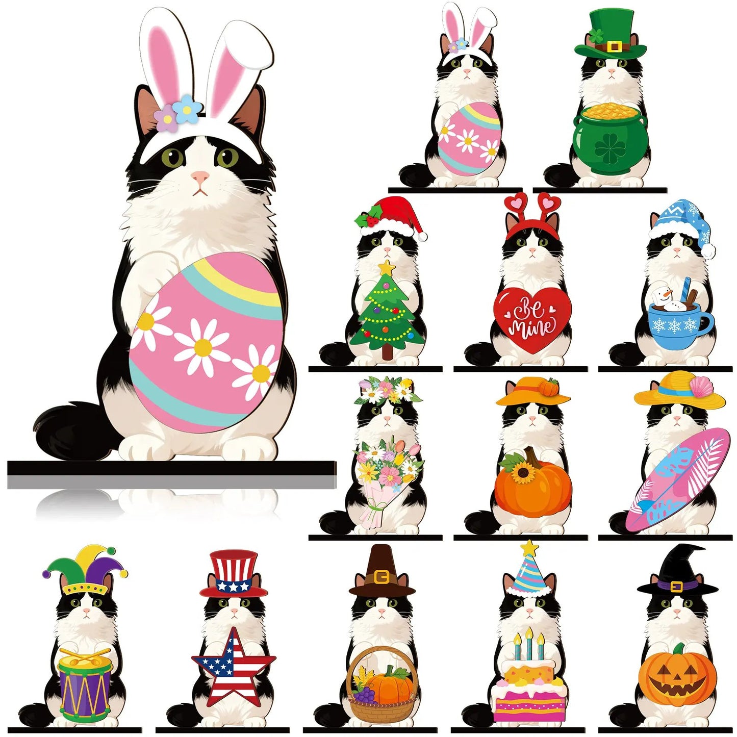 Hot Sale🔥Cute Animals Sign Easter Gift Cat Wooden Sign Desk Decor