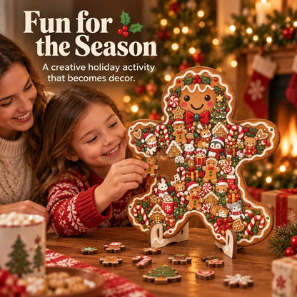 ⏳ Last Day 49% OFF –🎄🧩 Wooden Christmas Puzzle with Stand