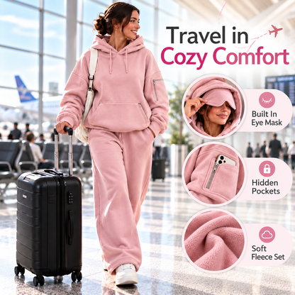 ✈️ Women's Cozy Travel Hoodie - Built-In Eye Mask & Hidden Zip Pockets
