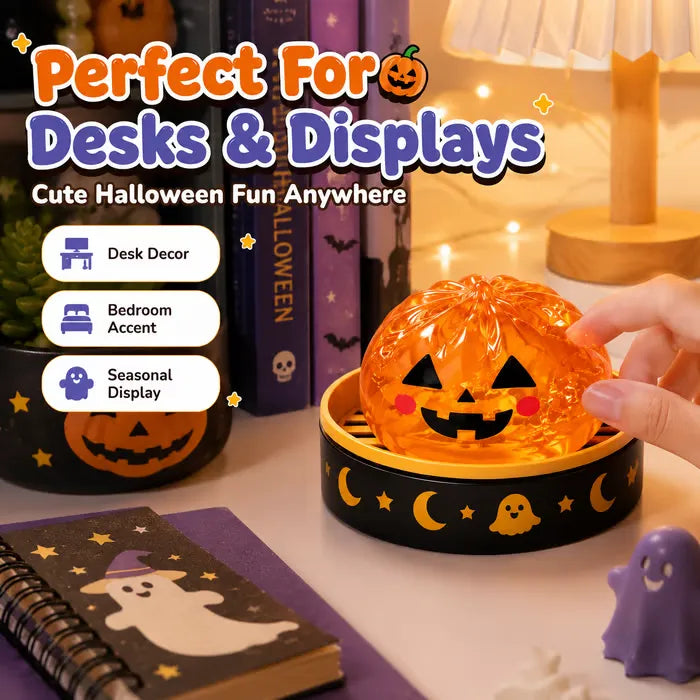 Halloween dumpling squishy displayed on a desk