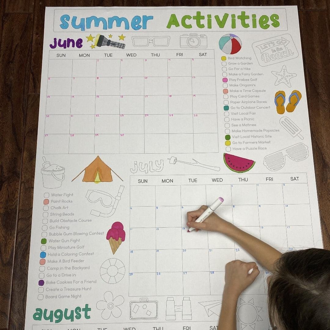 Giant Summer Bucket List Coloring Poster – Family Memory Maker