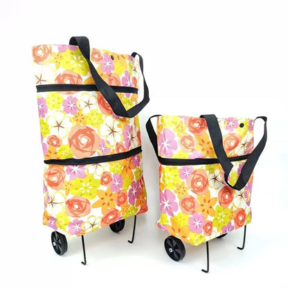 🎁 50% OFF Gift for Mom – 2-in-1 Foldable Shopping Cart with Wheels