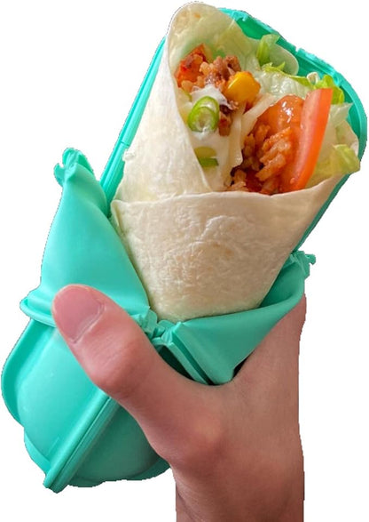 Sunshine Wrap'd Reusable Silicone Lunch Burrito Flatbread Holder Container - Alternative to Beeswax Wraps and Cling Wrap