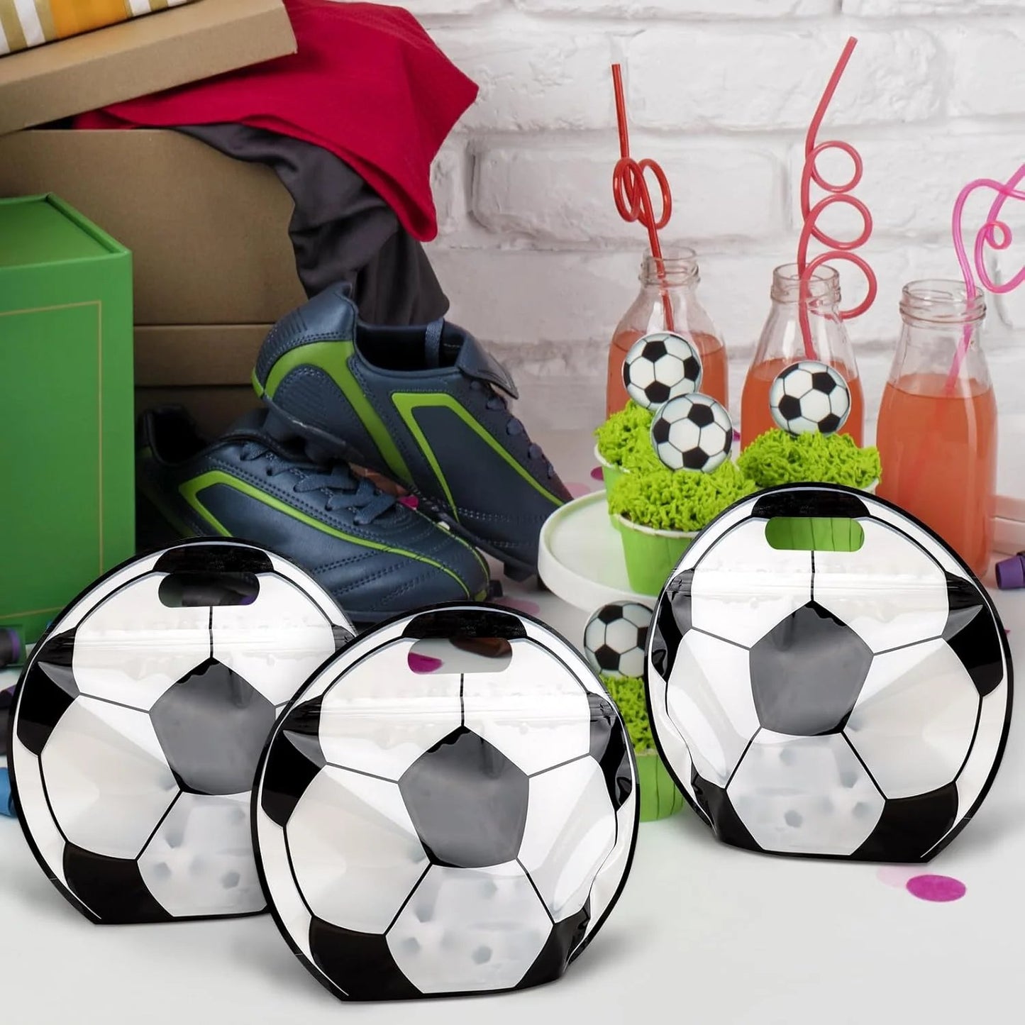 🎒⚽  Soccer Party Favor Bags with Handles – Football Treat Bags for Birthdays, Team Parties & World Cup Celebrations 🎉