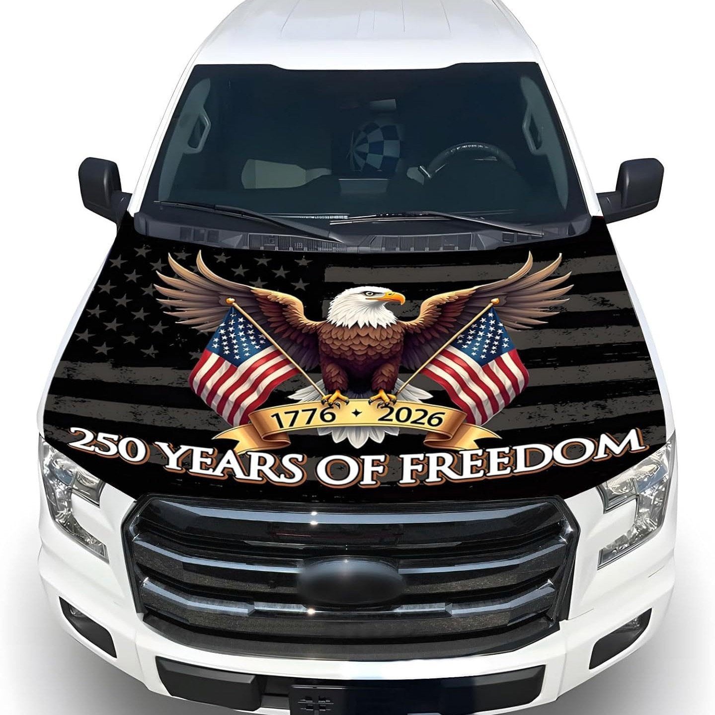 🔥65K+ Sold American Eagle Car Hood Flag Cover 🇺🇸🦅 No Glue, No Tools, Install in 1 Minute 🚗