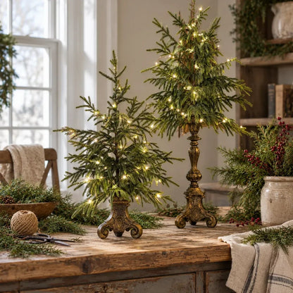 ✨ Last Day 50% OFF-🌙🎄 Vintage-Style Pre-Lit Evergreen Christmas Tree Set