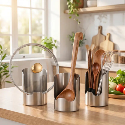 🍳Thickened Stainless Steel Utensil Organizer – Rust Resistant & Easy Clean
