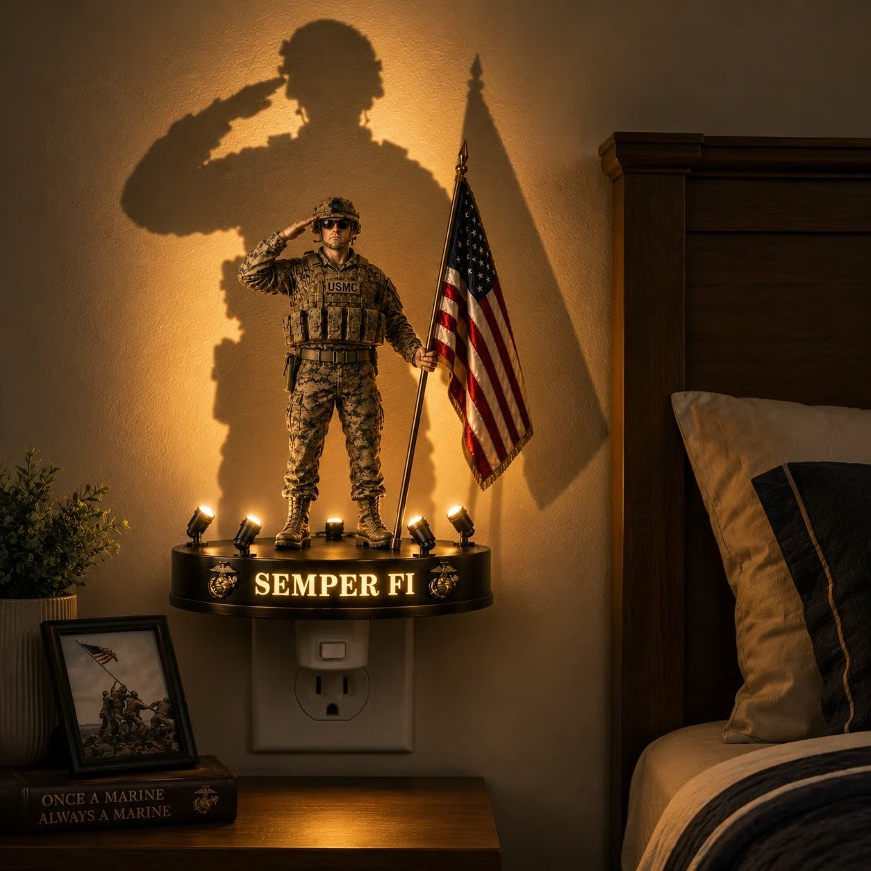 ⚓🎁 U.S. Marine Corps Semper Fi Shadow Night Light