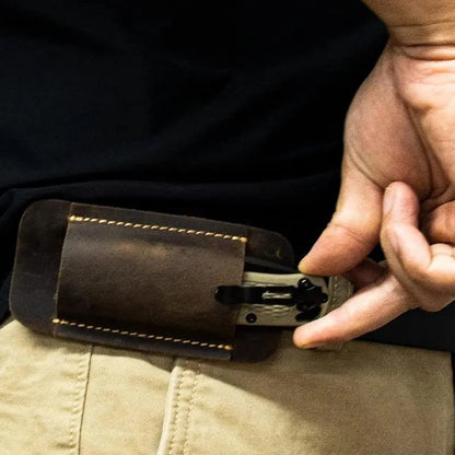 Genuine Leather Knife Sheath Foldable Lightweight Belt Pouch