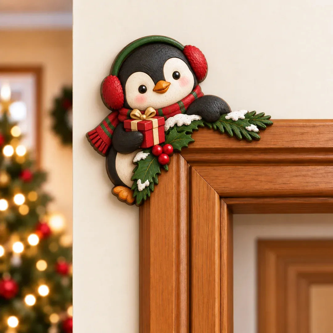 ⏰ LAST DAY 50% OFF 🎅 3D Sculpted Christmas Peekaboo Door Frame Corner Decor