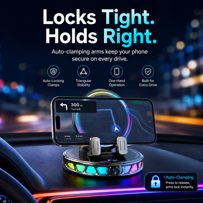 ✨RGB Smart Auto-Clamping Dashboard Car Phone Mount