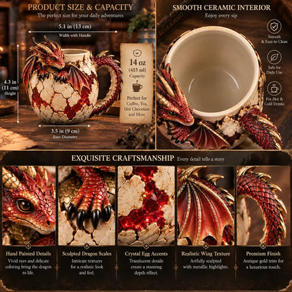 🐉 Dragonbound RealmsTM Sculpted Dragon Mug Collection | 6 Fantasy Realm Designs with Raised 3D Dragon Details ☕
