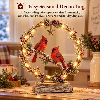 ⏳ Last Day 49% OFF –🐦Lighted Cardinal Tabletop Decor