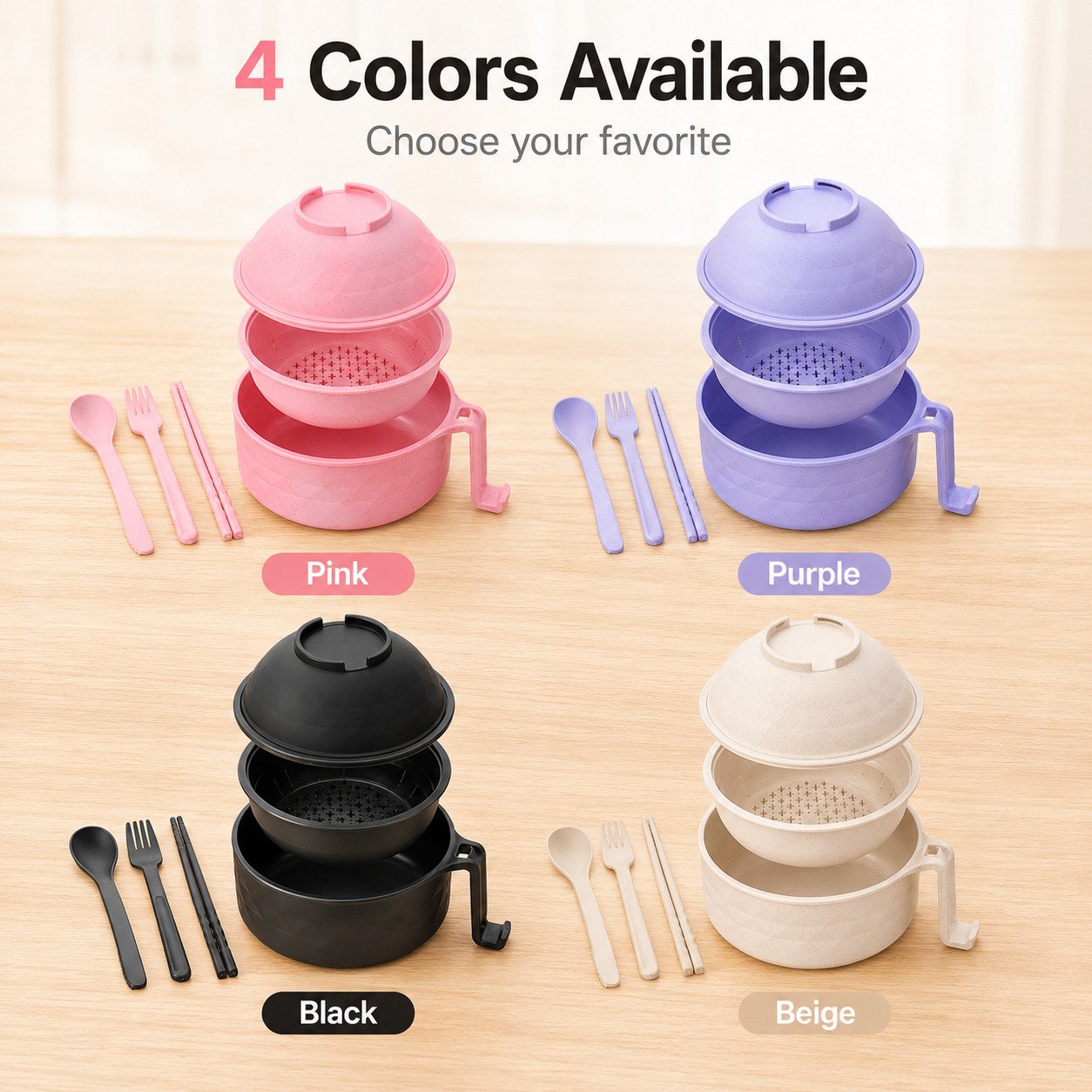 💖 Hot Sale 49%OFF✨Microwave Ramen Bowl Set