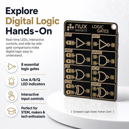 🧠 Logic Gates Trainer Card Pro – Interactive Digital Logic Learning Gadget