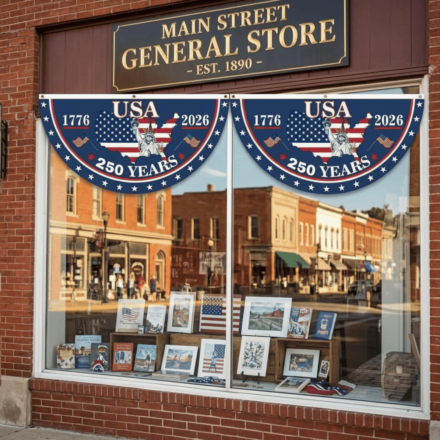 🎆 USA 250th Anniversary Half Fan Flag 1776–2026 Patriotic Bunting Banner