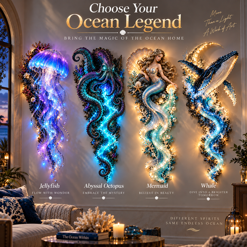 🔥 Limited Quantity 50% OFF | 🌊✨ Enchanted Ocean Legends™ Lighted Wall Art Collection 🐋🧜‍♀️