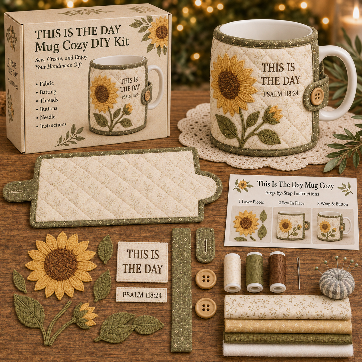 ✝️ Faith & Scripture Mug Cozy Sewing Kit