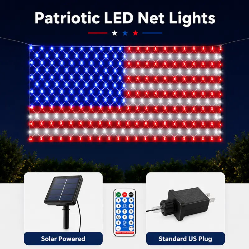Outdoor Solar American Flag Light (6.5ft x 3.28ft) | Ultra-Bright Waterproof Patriotic Yard Decor