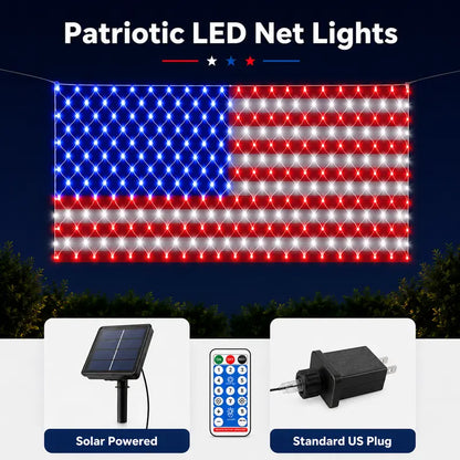 Outdoor Solar American Flag Light (6.5ft x 3.28ft) | Ultra-Bright Waterproof Patriotic Yard Decor