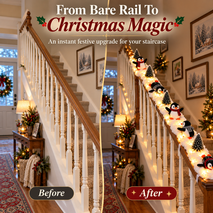 🎄 Christmas Special 50% OFF-🐧Playful Penguin Snowy Stair Railing Decor