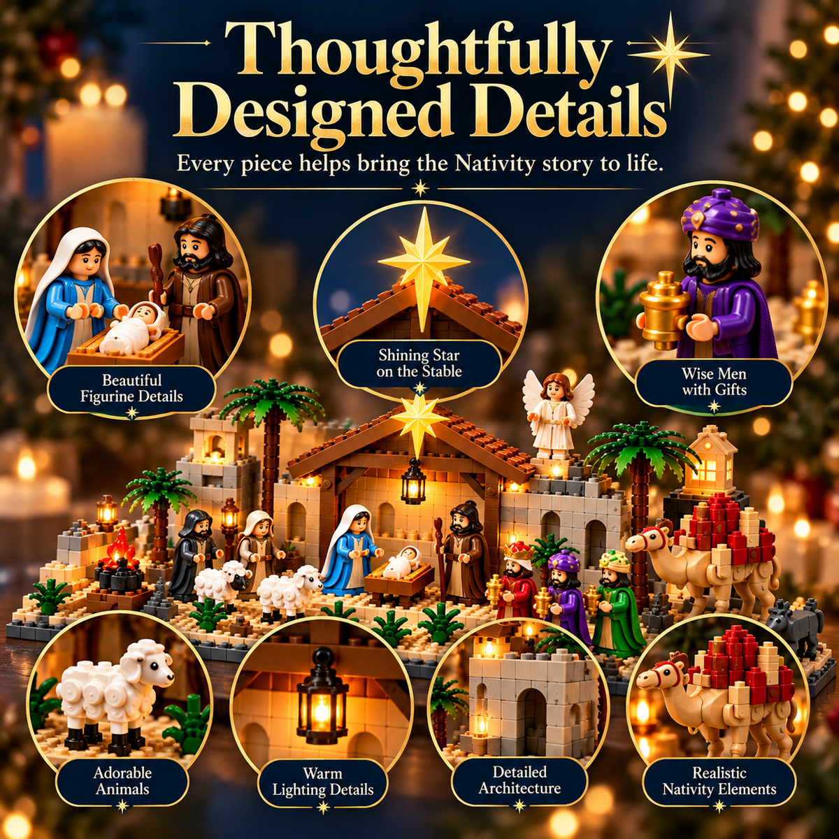 🎄 Last Day 50% OFF-⛪🎅Nativity Building Advent Calendar | 24 Daily Builds to Create a Complete Christmas Scene✝️