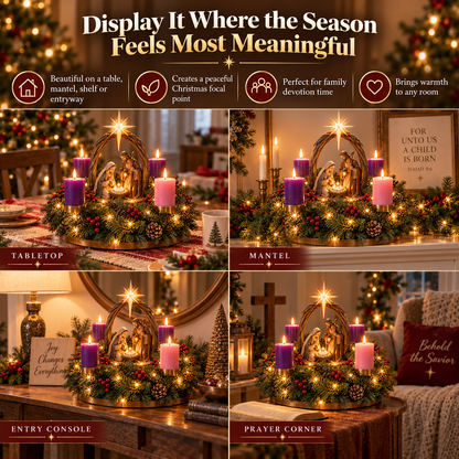 ✨ Last Day – 60% OFF-✝️ Lighted Nativity Advent Wreath🕯️
