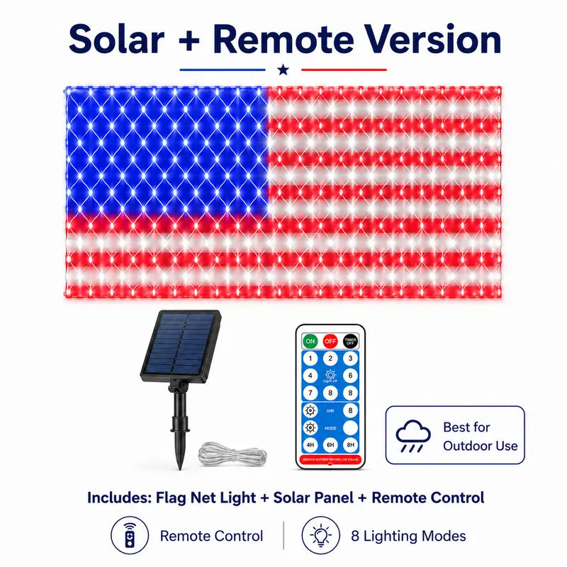 Outdoor Solar American Flag Light (6.5ft x 3.28ft) | Ultra-Bright Waterproof Patriotic Yard Decor