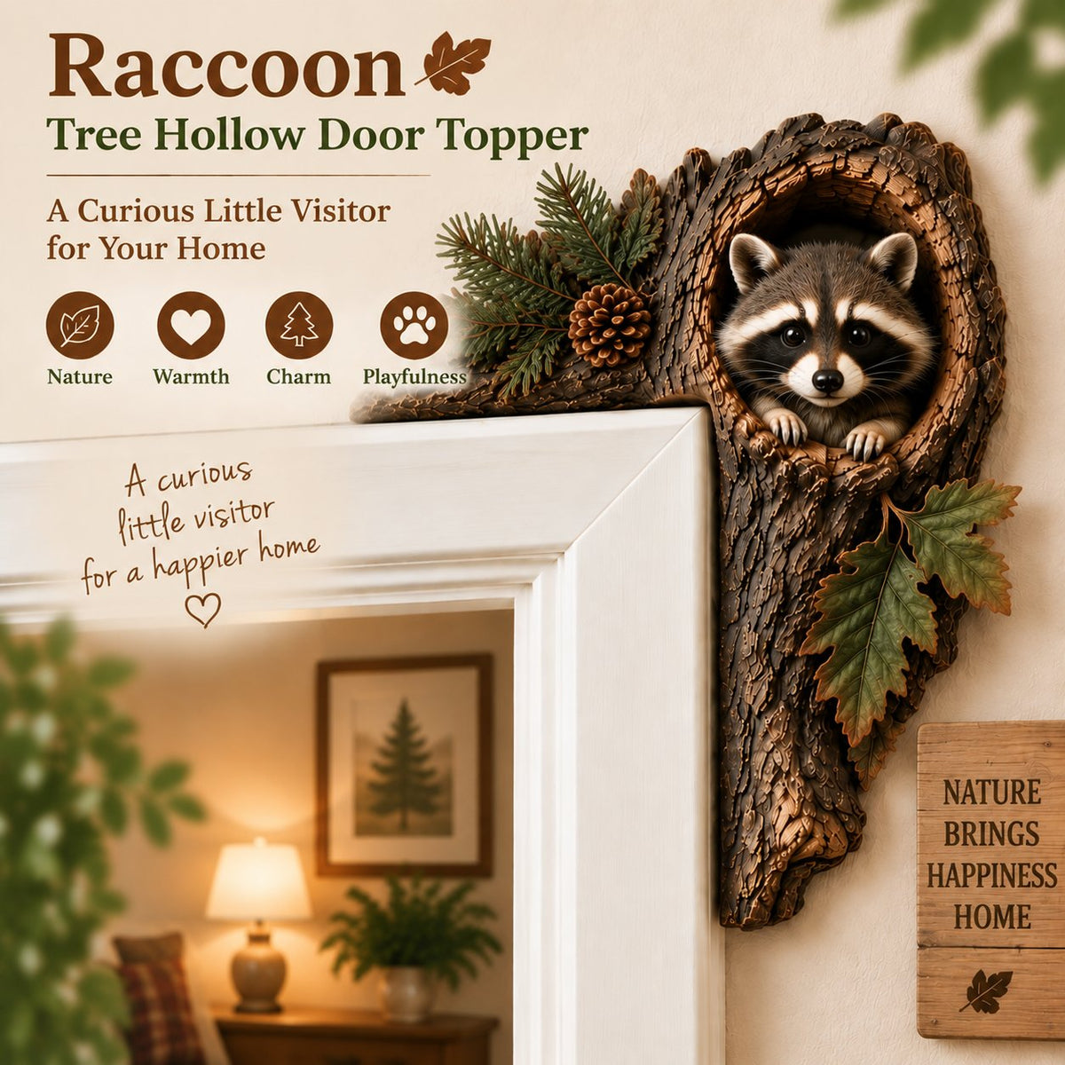 🔥LAST DAY 50% OFF -🐿️ 3D Chipmunk Tree Hollow Door Topper