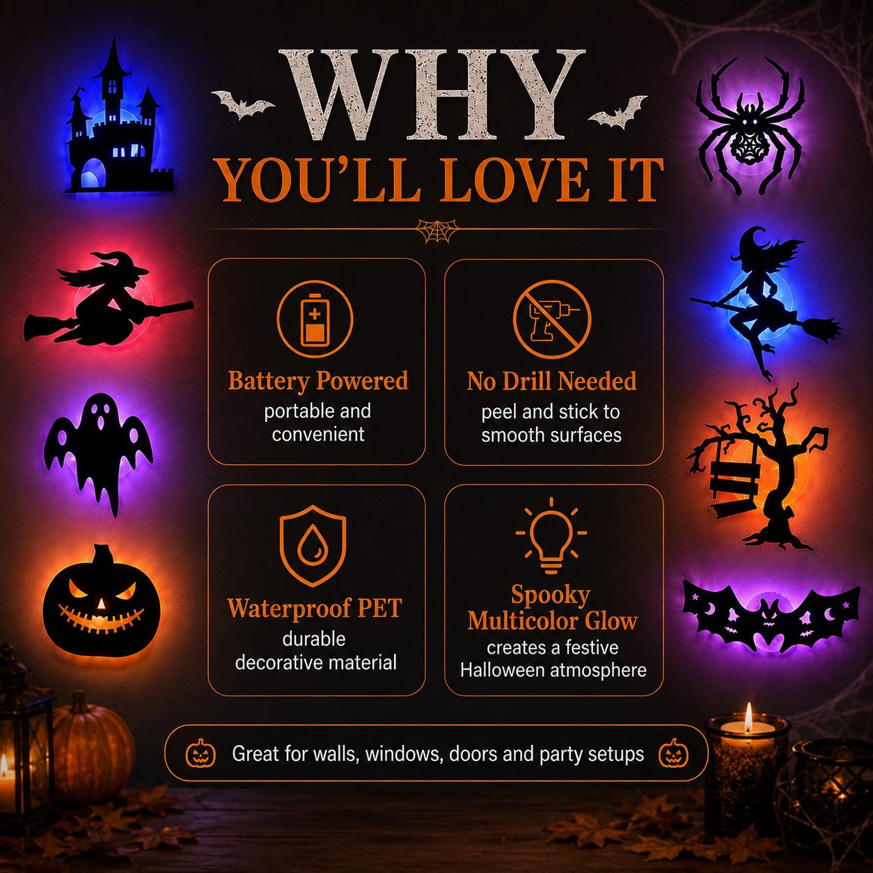 🎃 Halloween Flash Sale 50% OFF – LED Silhouette Wall Light Stickers