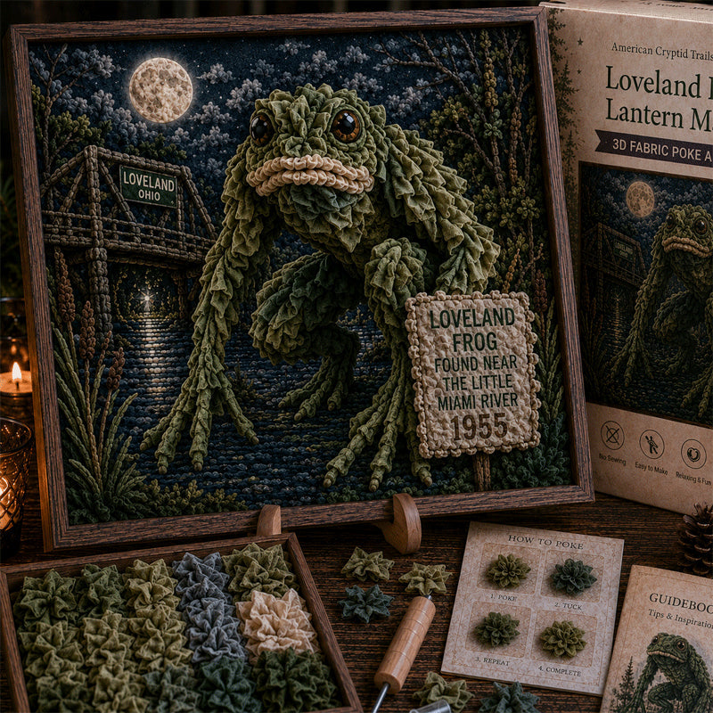 🔦No-Sew American Cryptid Craft Kit 👣DIY 3D Fabric Art with Bigfoot, Mothman & More