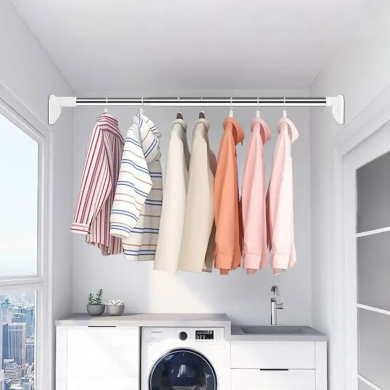 Drill-Free Adjustable Tension Rod for Closet & Laundry