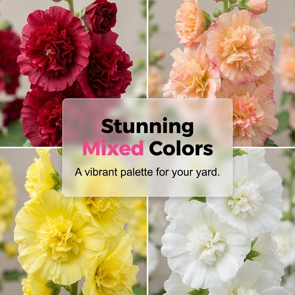 🌺Mixed Double Hollyhock Perennial Flower Seeds✨🌱Perennial Garden Flower