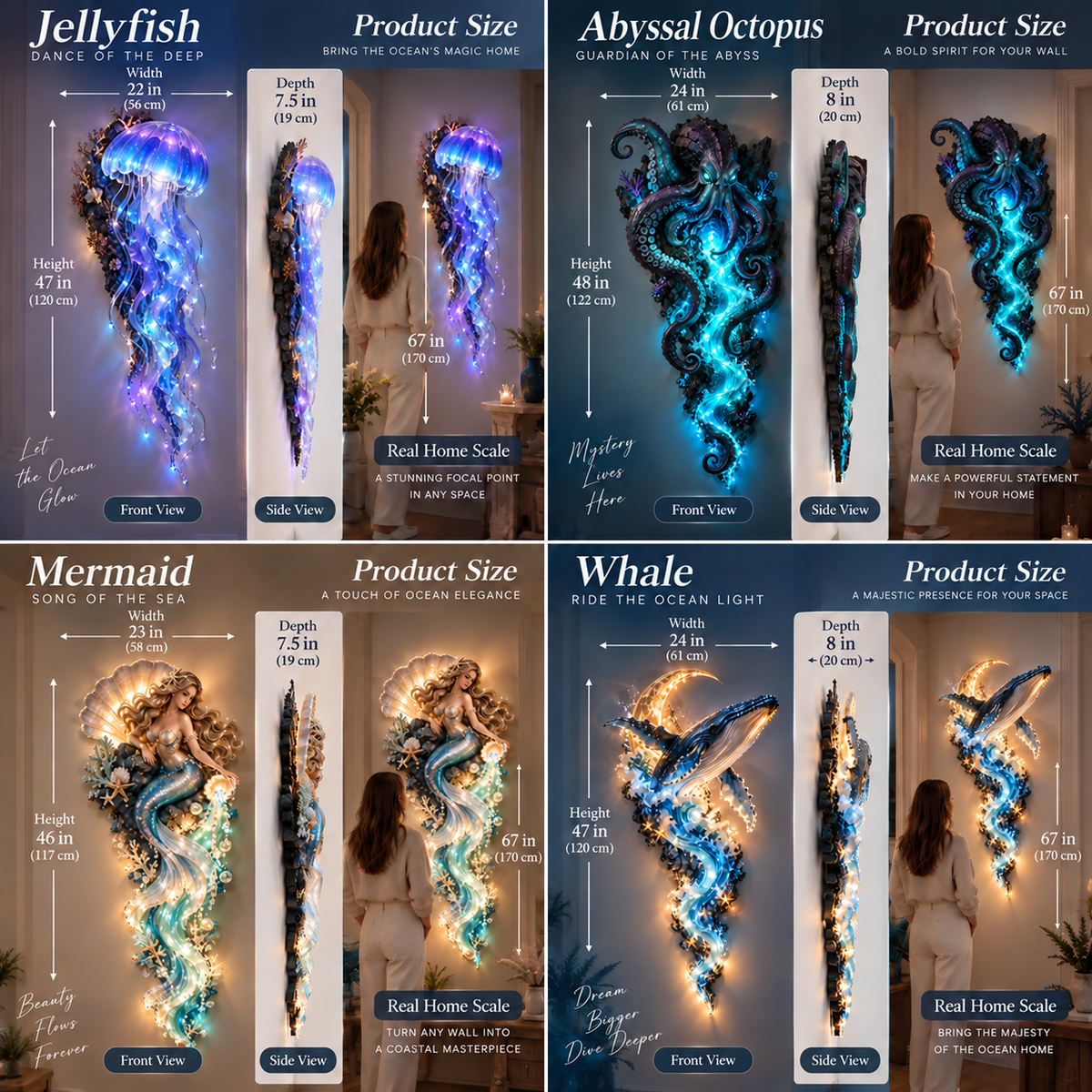 🔥 Limited Quantity 50% OFF | 🌊✨ Enchanted Ocean Legends™ Lighted Wall Art Collection 🐋🧜‍♀️