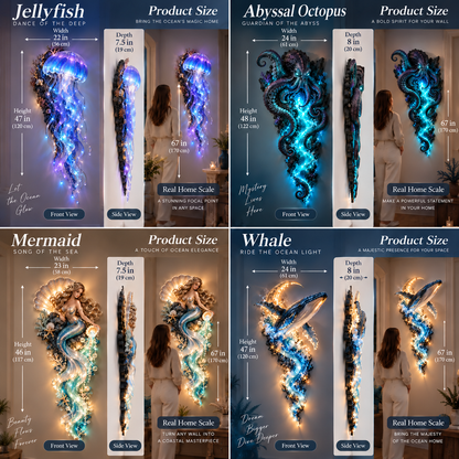 🔥 Limited Quantity 50% OFF | 🌊✨ Enchanted Ocean Legends™ Lighted Wall Art Collection 🐋🧜‍♀️