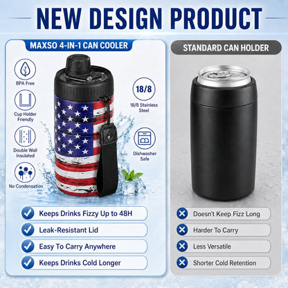 4-in-1 Insulated Tumbler Cup – Leakproof Travel Cup for Cans, Bottles & Cold Drinks