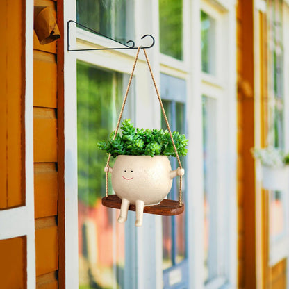 Garden Swing Small Flower Pot – Cute Mini Planter for Succulents, Patio, Balcony & Home Garden Decor