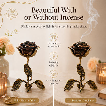 🌹 Vintage Floral Rose Incense Holder – Elegant Aromatherapy Décor for Meditation & Relaxation ✨