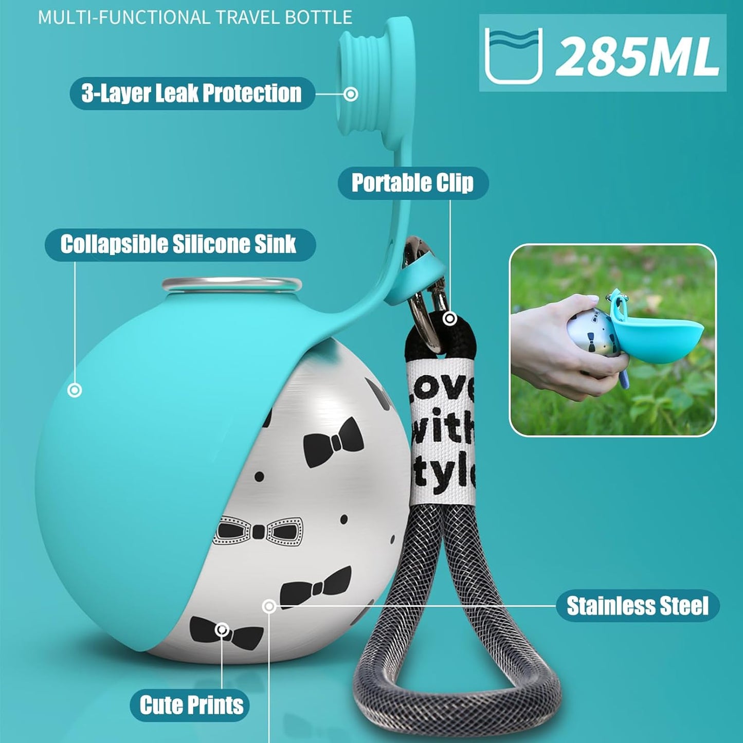 🔥 HOT SALE  49% OFF🔥Portable Dog Water Bottle – 285ml