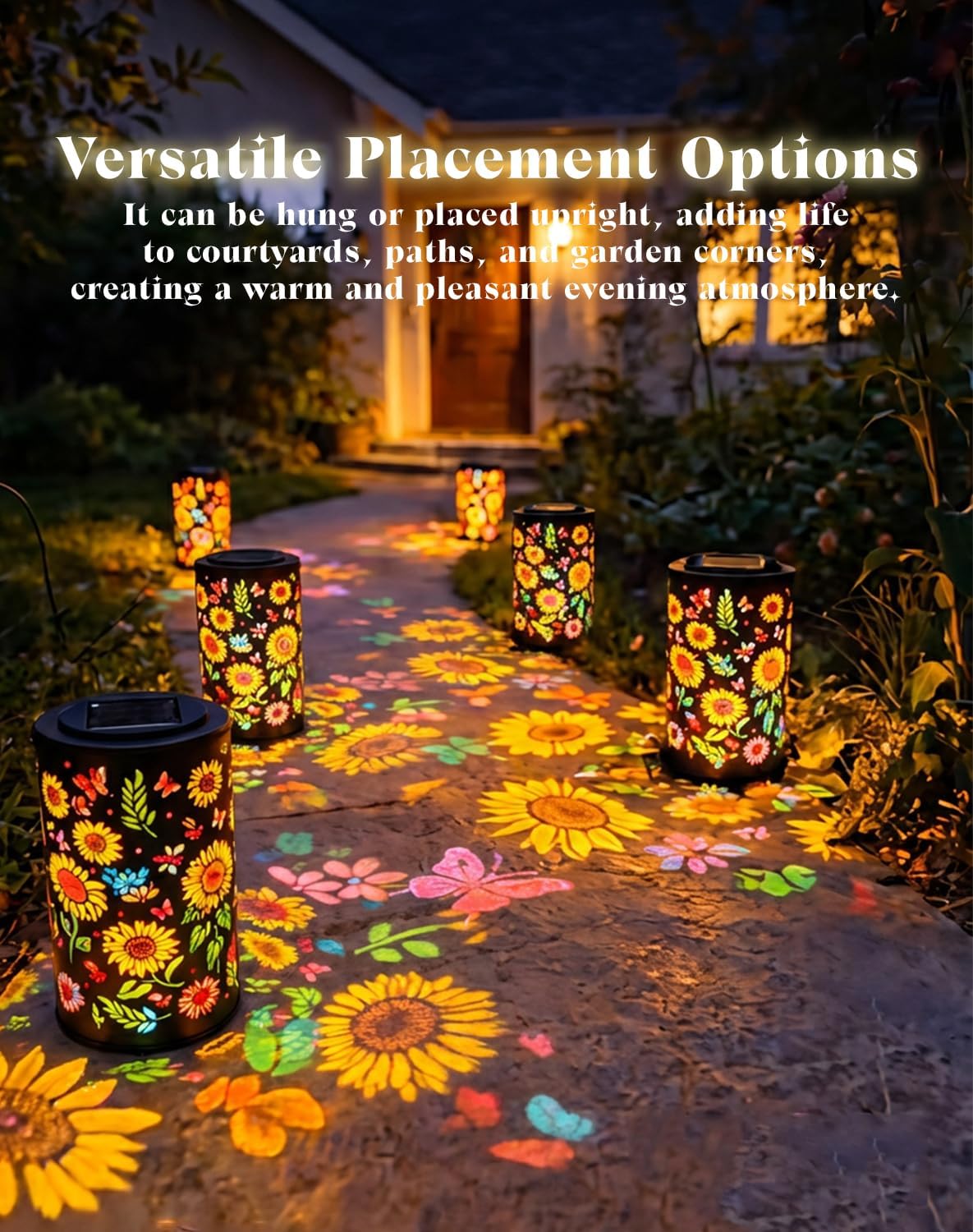 Colorful Sunflower Glow Solar Garden Lantern