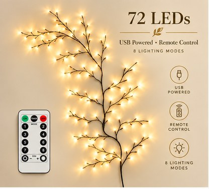 🔥LAST DAY 50% OFF -✨Remote-Controlled Flexible LED Branch Light for Wall Mounting