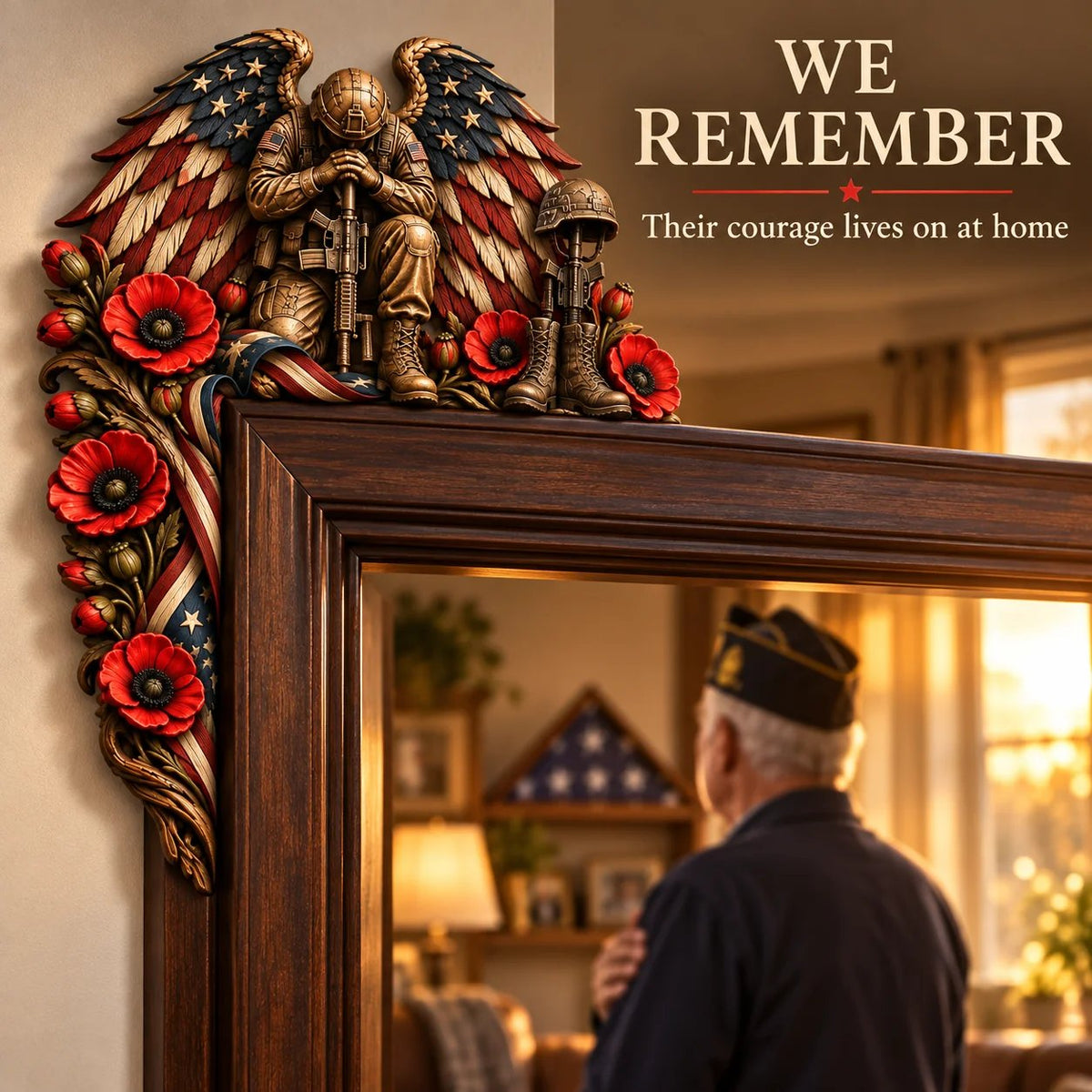 ⏳ Last Day 49% OFF –❤️‍🔥Patriotic American Flag & Cross& Veteran Door Frame Corner Decor